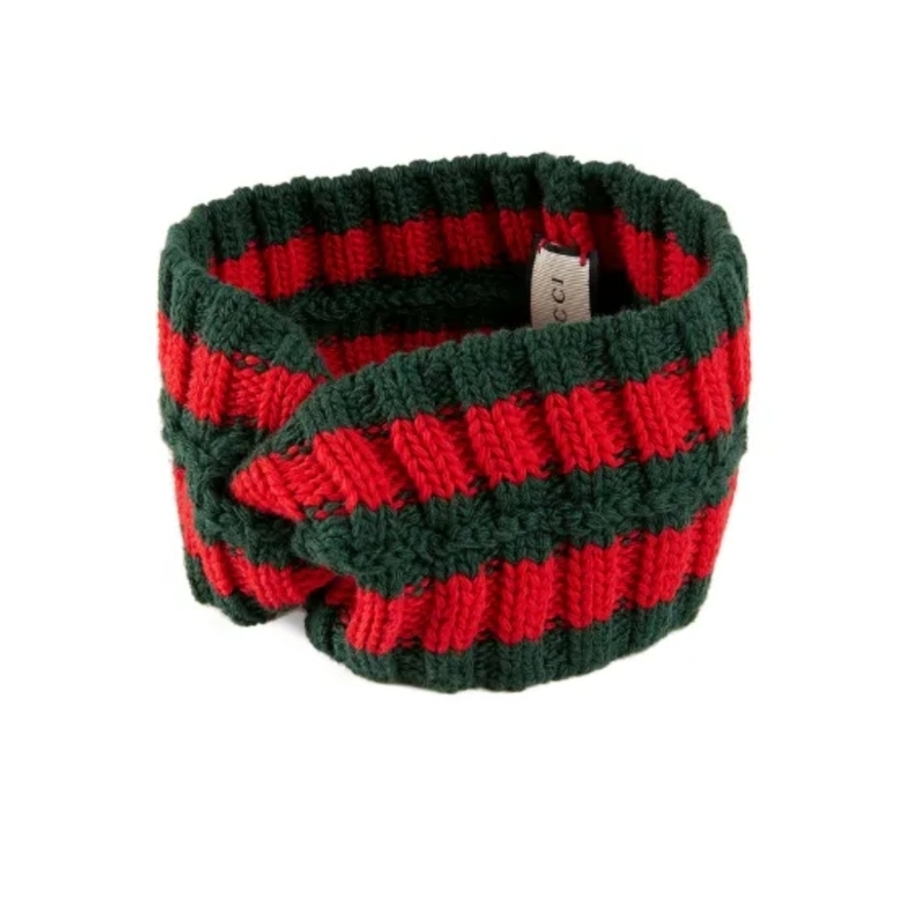 Vintage Gucci Striped Knit Headband in Red and Green